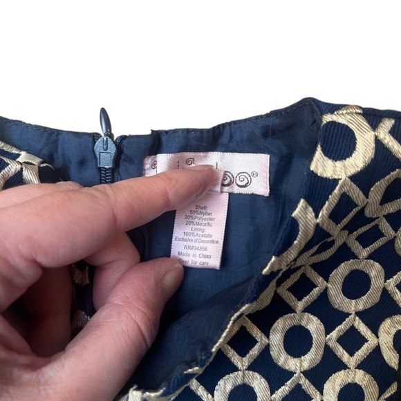 HALABALOO Metallic Geometric Jacquard Drop Waist Dress - Picture 8 of 8